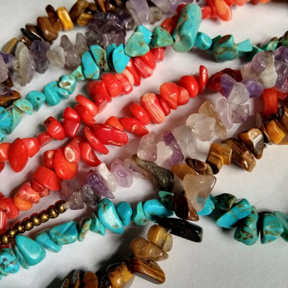 Handmade Four Strand Genuine Semi-Precious Stone Necklace 90g - Picture 10 of 13